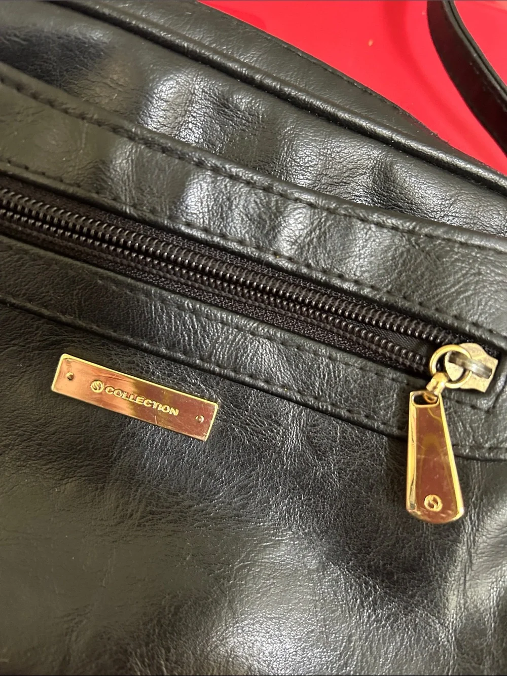 NY Collection Black Crossbody Bag with Gold Accents